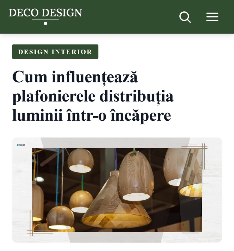 EGLO article in Deco Design