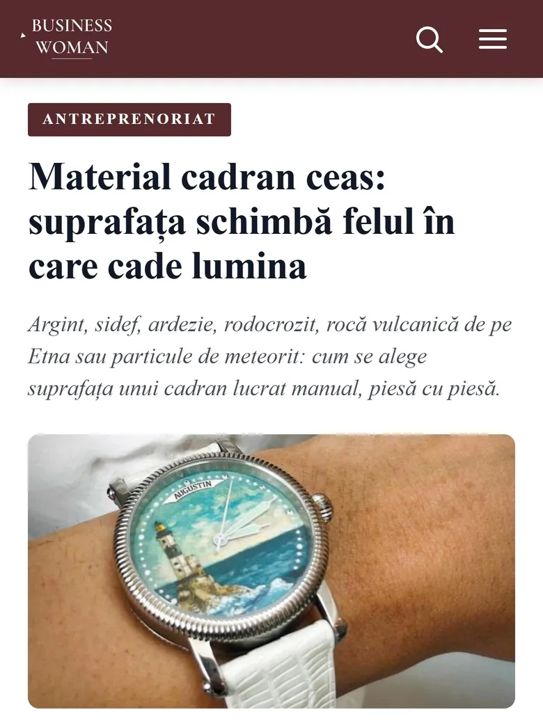 Augustin Watches article in Business Woman